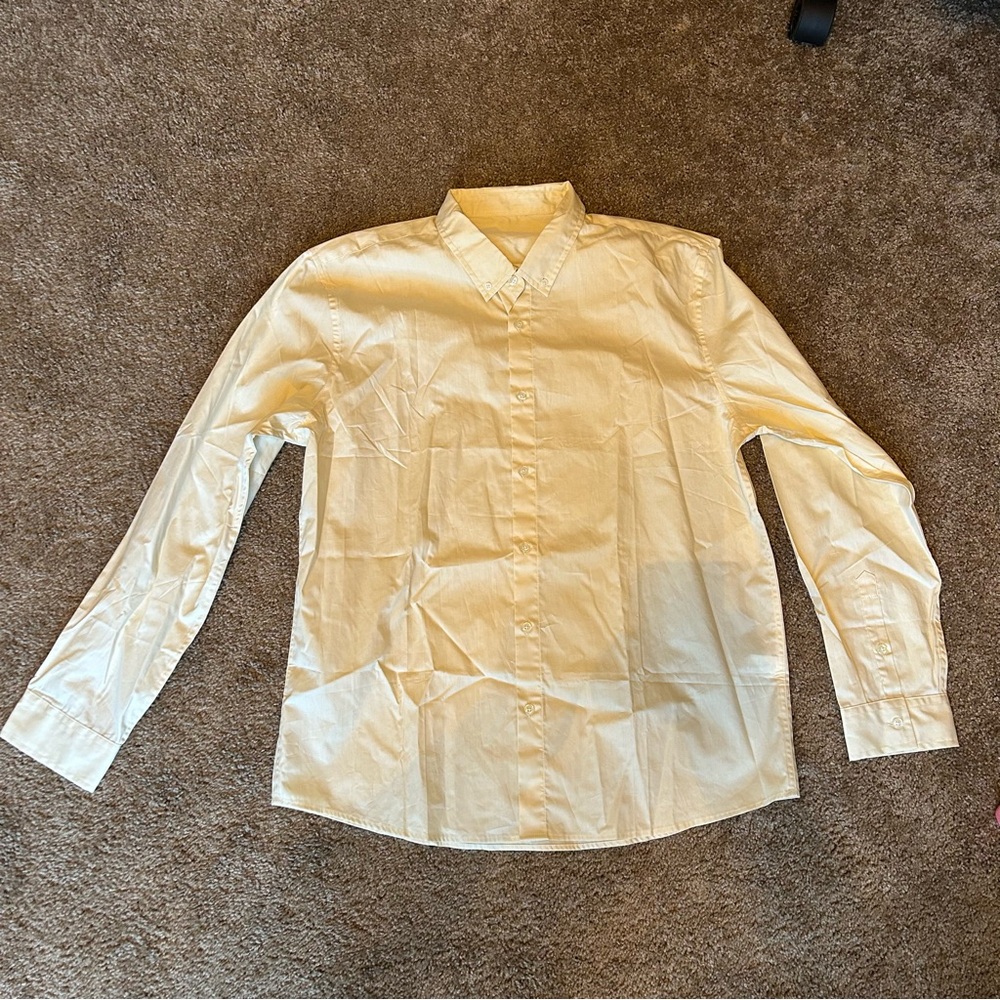 Astylish Mens Fashion Solid Color Long Sleeve Top Linen Shirt Button Mens Large